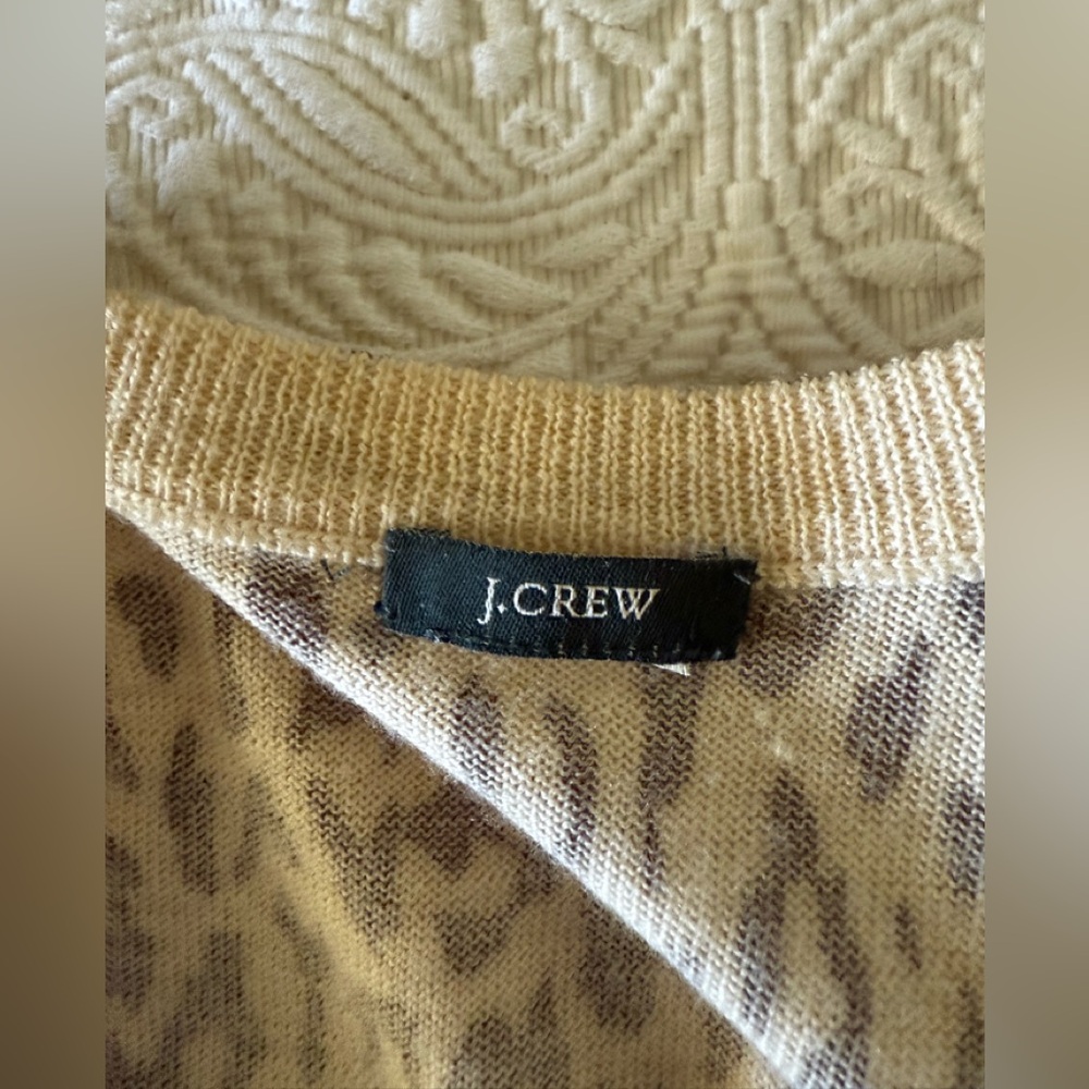 J. Crew Brown and Tan Leopard Print Wool Cardigan - Picture 4 of 9